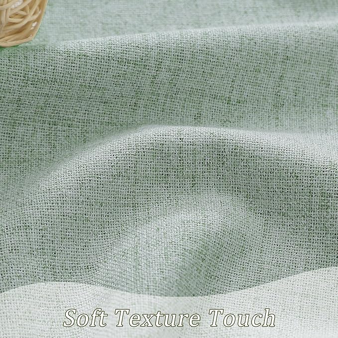 RAIN CITY Light Green Linen Blackout Curtains 72 Inch Long for Living Room,2 Panels Pinch Pleated Drape with Hooks Back Tab Boho Decor, Textured Full Black Out Curtains for Bedroom 50 x 72