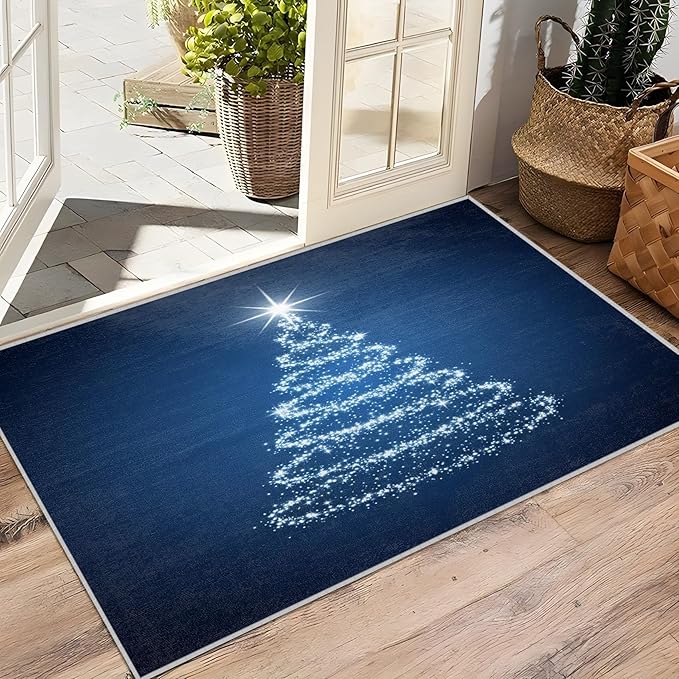 Christmas Tree Rug Big - 2x3 Rug, Abstract Xmas Tree Door Mat Indoor Entrance, Christmas Entryway Throw Rugs, Modern Xmas Carpet, Holiday Kids Home Decor & Gifts