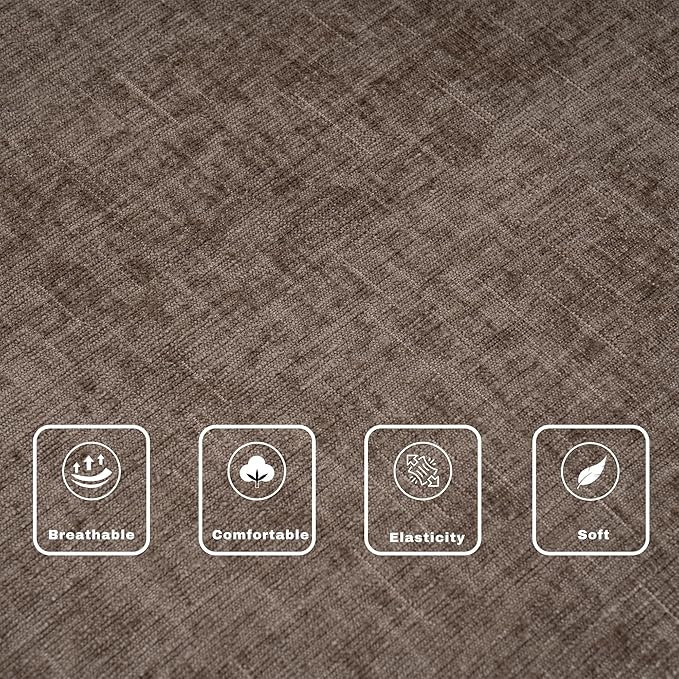 Accent Chair for Living Room,Mid-Century Arm Chair Chenille Living Room Chairs,Upholstered Reading Chair for Bedroom,Single Sofa Chair with Wood Legs for Apartment,Brown,2 Pack