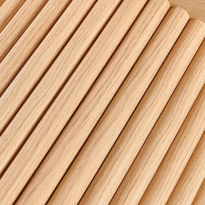 27" Round Coffee Table, Coffee Table for Living Room, Mid Century Modern Wood Coffee Table, Drum Accent Small Center Table, Oak Wood Veneer