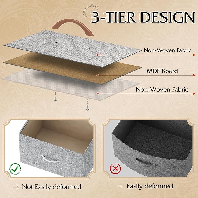 Tall Console Table with 16 Fabric Drawers, Entryway Table with Storage, Large Storage Organizer with Wood Top, Steel Frame for Living Room, Hallway, Office, Light Grey