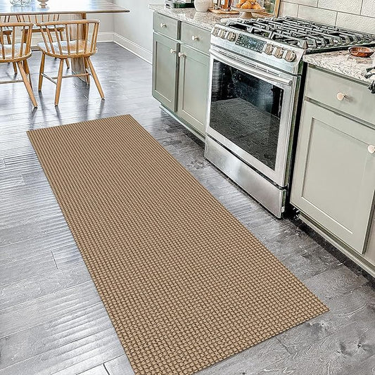 IOHOUZE Washable Runner Rug 2x7 Non Slip Rubber Backed Runners for Hallways Entryway Runner Indoor, Kitchen Rugs Woven Cotton Floor Carpet for Hall Entrance Bedroom, Orange/Tan/Brown