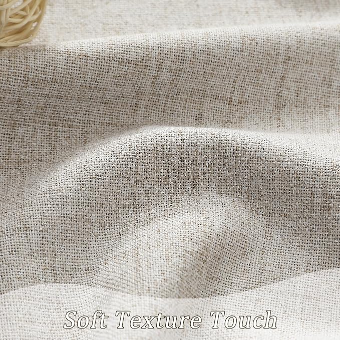 RAIN CITY Linen Beige Blackout Door Curtains for Doorway 2 Panels Set,Back Tab Rod Pocket Curtains 80 Inches Long, Linen Burlap Textured Room Darkening Curtains for Bedroom Nursery 2 Panels 50x80