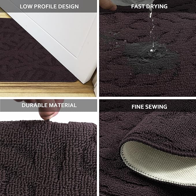 TOONOW Indoor Doormats Front Door Mat,32 "x17, Low-Profile Machine Washable Kitchen Rug, Absorbent Mud Half Round Entrance Mat for Outdoors, Entryway, Patio, Bedroom,Purple