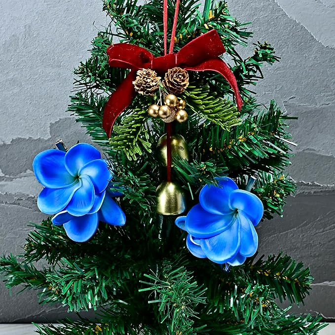 Birthday Gifts for Women 10pcs Bright Blue Flowers PU Real Touch Flowers Hawaiian Plumeria Frangipani Artificial Flowers for DIY Birthday Gifts Wedding Gifts Home Decor Table Centerpiece