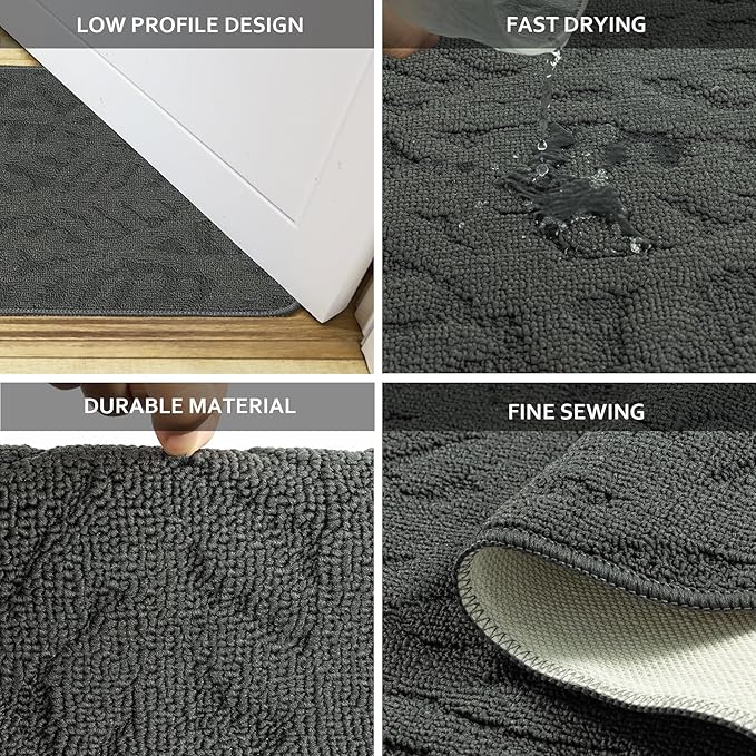 TOONOW Indoor Doormats Front Door Mat,32 "x17, Low-Profile Machine Washable Kitchen Rug, Absorbent Mud Half Round Entrance Mat for Outdoors, Entryway, Patio, Bedroom,Light Brown