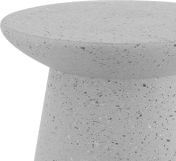 JONATHAN Y TBL1108C Hollie 18" Minimalist Modern Drum Indoor/Outdoor Accent Table Pedestal, Contemporary, Mid-Century, Art Deco,Bohemian, Patio, Garden, Bathroom, Living Room, Gray Terrazzo Finish