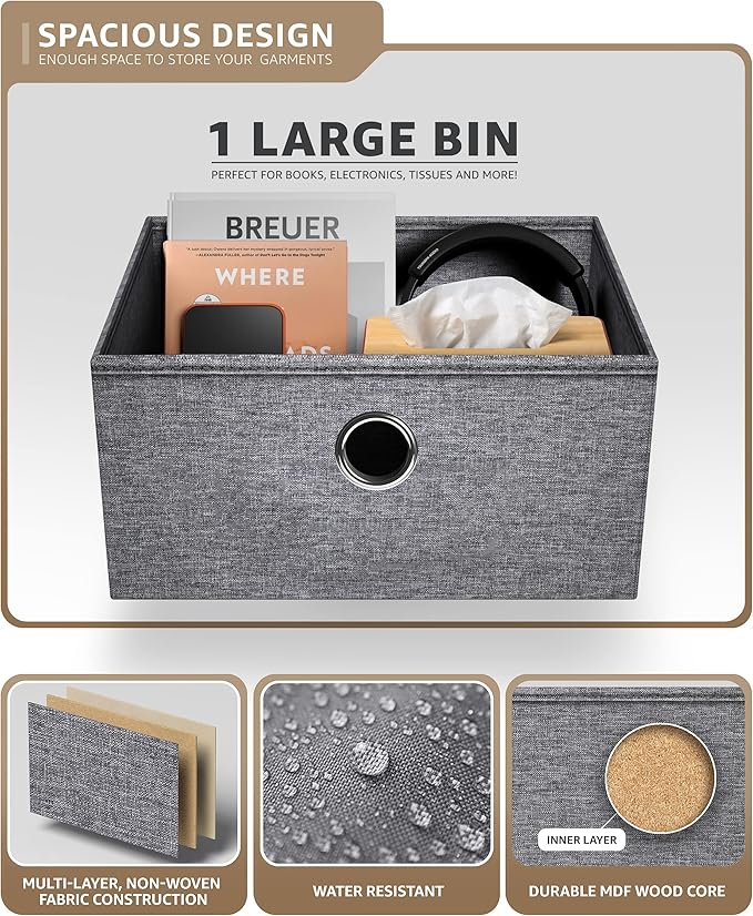 Sorbus Nightstand 1-Drawer Shelf Storage - Bedside Furniture & End Table Chest Dresser with Steel Frame, Wood Top & Easy Pull Fabric Bins for Home, Bedroom, Closets, Bathroom, Office & College Dorm