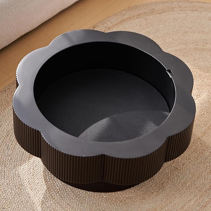 31.50" Modern Coffee Table with Storage, Round Wood Coffee Table Center Table for Living Room, Apartment, Office, Dark Brown