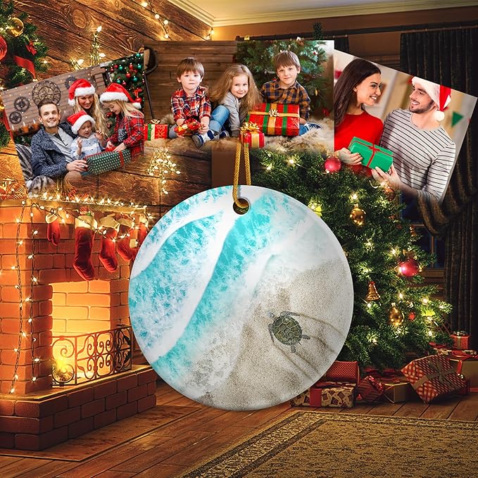 Sea Turtle Christmas Ornaments 2025 Sea Turtle Ornament Holidays Ornaments Beach Christmas Tree Ornaments Hanging Accessories Navidad decoracion Xmas Gifts for Home Indoor Outdoor Decor