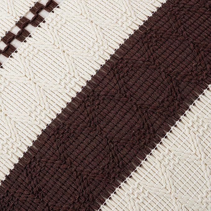 Fancy Homi Set of 2 Boho Brown Lumbar Decorative Throw Pillow Cover 12x20 Inch for Couch Bed Sofa Chair, Modern Organic Farmhouse Home Decor, Soft Cotton Cute Accent Rectangle Cushion Case