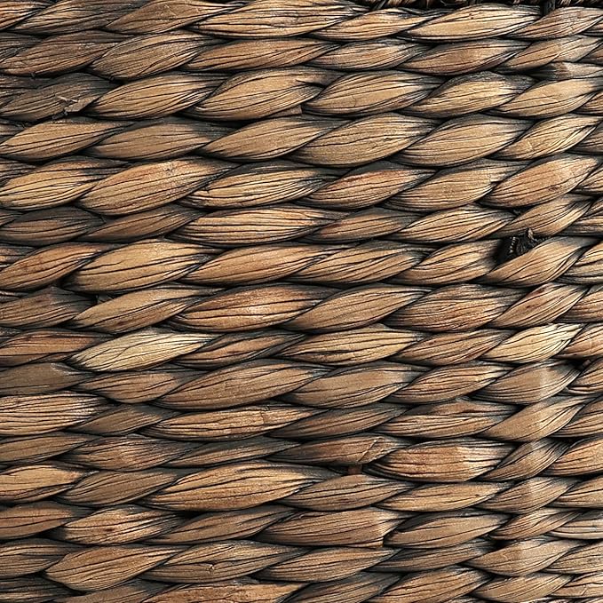 happimess SAT1000B Bhola 18" Hourglass Handwoven Hyacinth Storage Accent Table with Lid for Storage and Decoration in Bedroom, Living Room, Kitchen, Dining Room, Entryway, Guestroom, Brown Wash