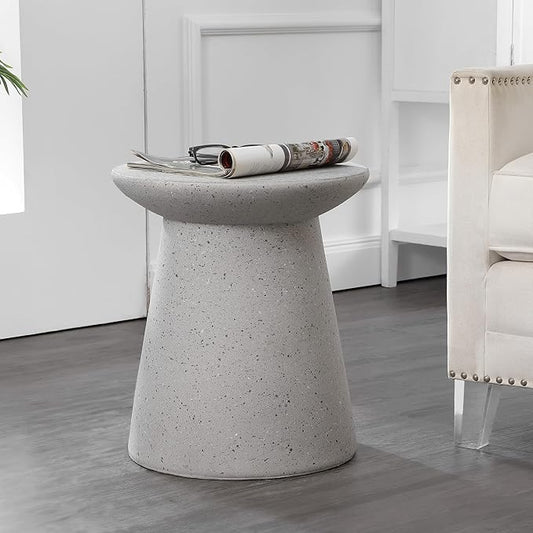 JONATHAN Y TBL1108C Hollie 18" Minimalist Modern Drum Indoor/Outdoor Accent Table Pedestal, Contemporary, Mid-Century, Art Deco,Bohemian, Patio, Garden, Bathroom, Living Room, Gray Terrazzo Finish
