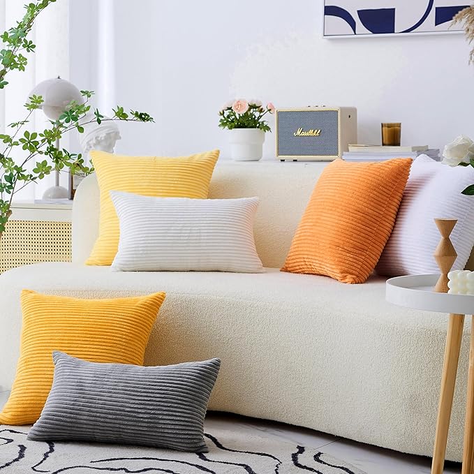 Home Brilliant Solid Accent Burnt Orange Pillow Covers Cases Solid Decorated Square Set of 2 Toss New Year Throw Pillow Covers for Couch Hoilday Party Decor Gift, 55cm, 22 x 22 Inch, Orange