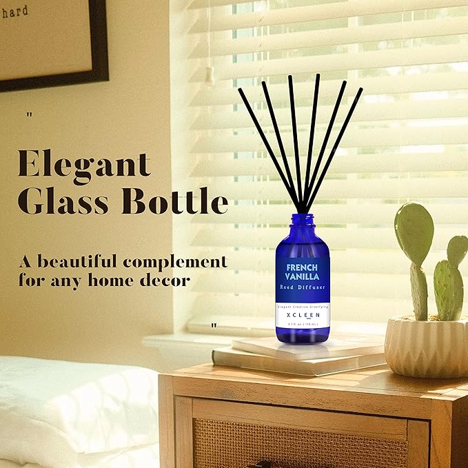 Reed Diffuser Set with Sticks 3.7 Oz, Vanilla, Coconut & Milk Scented Fragrance Oil Diffuser for Home Bedroom & Kitchen, Long-Lasting Room Air Freshener, Mind & Body Aromatherapy, Gift Idea