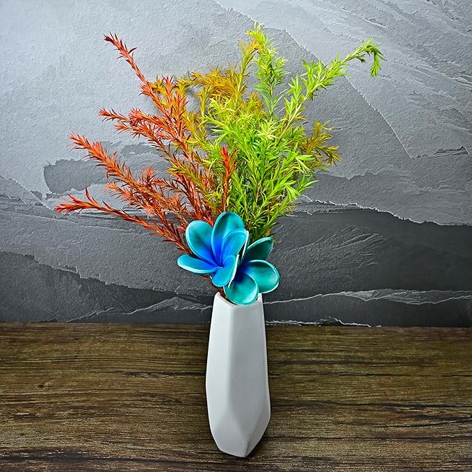 Birthday Gifts for Women Men 10pcs Unique Teal Flowers PU Real Touch Flowers Hawaiian Plumeria Frangipani Artificial Flowers for DIY Birthday Gifts Wedding Gifts Home Decor Table Centerpiece