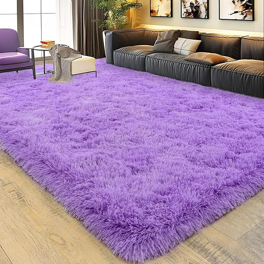 8x10 Large Area Rugs for Living Room, Ultra Fluffy Shag Rug for Bedroom, Modern Plush Soft Carpet for Girls Boys Kids Room Dorm Fuzzy Non Slip Rug for Home Decor Aesthetic, Purple
