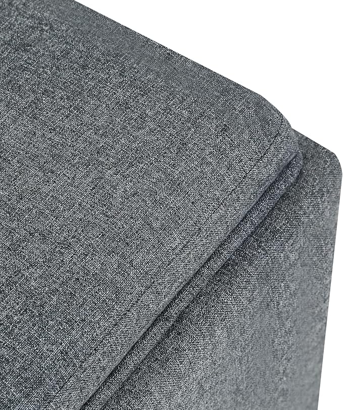 Adeco 17" Grey Square Storage Ottoman with Tray, Modern Cube Ottoman Coffee Table for Dorm, Bedroom (Grey with Tray)