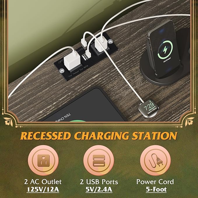 WLIVE Black Dresser TV Stand for 45, 50, 55 inch TV, Entertainment Center with LED Lights & Charging Station, Chest of Drawers with 8 Fabric Drawers and Open Shelves for Living Room, Hallway, Wood Top