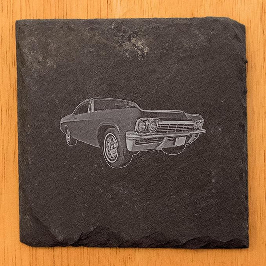1965 Chevy Impala Coasters: Cruise in Style with Every Drink - Square Slate - Set of 6