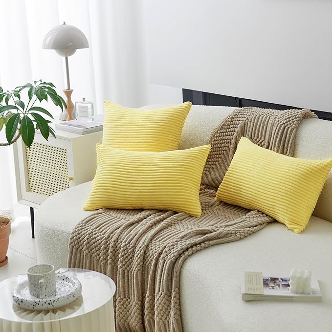 Home Brilliant Yellow Spring Pillow Covers 12x20 Lumbar Pillows Fall Decoration Supersoft Striped Decorative Pillow Cases for Couch Bench Sofa Winter Decor, 12 x 20 inch, Sundress