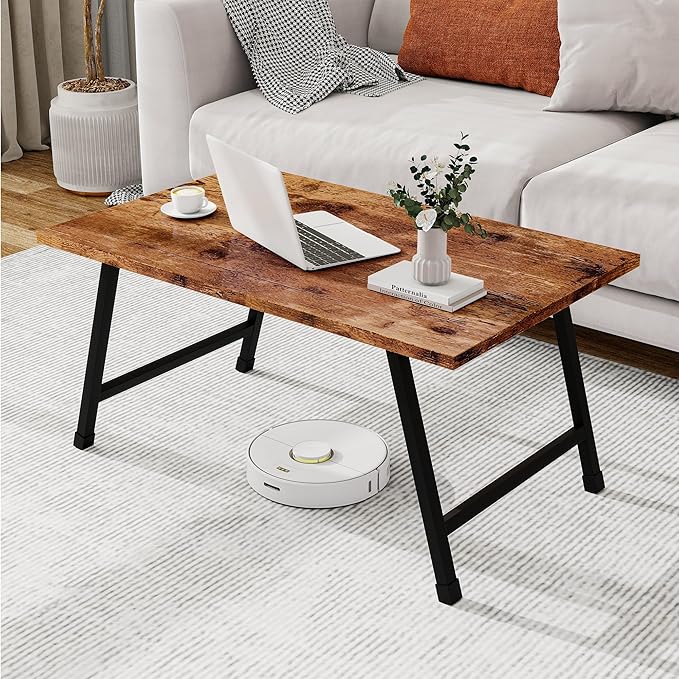 Foldable Rectangular Coffee Table - Stylish and Functional Folding Table for Living Room, Compact Design with Sturdy Frame, Ideal for Apartments, Offices, and Small Spaces,Easy Assembly,Brown