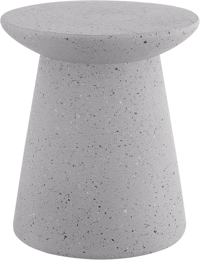 JONATHAN Y TBL1108C Hollie 18" Minimalist Modern Drum Indoor/Outdoor Accent Table Pedestal, Contemporary, Mid-Century, Art Deco,Bohemian, Patio, Garden, Bathroom, Living Room, Gray Terrazzo Finish