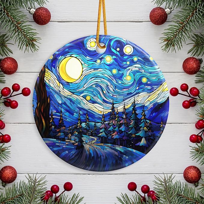 Van Gogh Style Starry Night Christmas Ornament 2025 Christmas Ornament Holidays Ornaments Christmas Tree Ornaments Hanging Accessories Navidad decoracion Xmas Gifts for Indoor Outdoor Decor