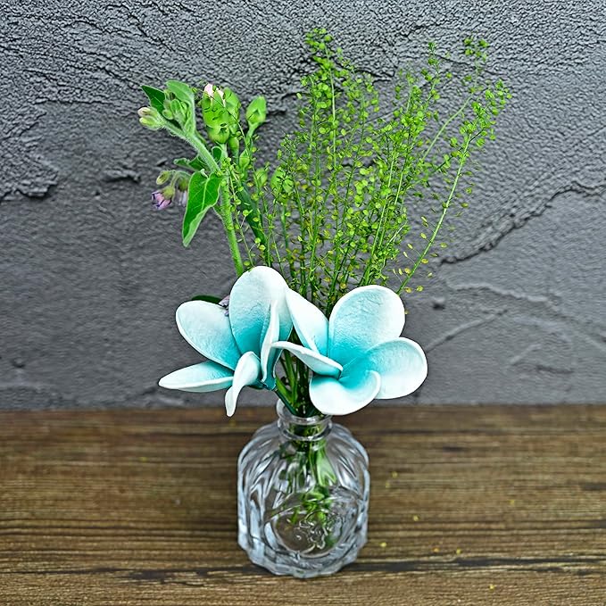 Birthday Gifts for Women 10pcs Gradient Peacock Blue Flowers PU Real Touch Flowers Hawaiian Plumeria Frangipani Artificial Flowers for DIY Birthday Gifts Wedding Gifts Home Decor Table Centerpiece