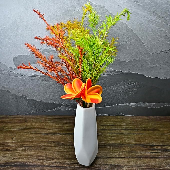 Birthday Gifts for Women 10pcs Gradient Bright Orange Flowers PU Real Touch Flowers Hawaiian Plumeria Frangipani Artificial Flowers for DIY Birthday Gifts Wedding Gifts Home Decor Table Centerpiece