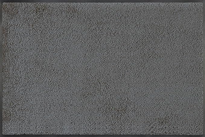 Wash and Dry Monotone Rug, Smokey Mount Gray Non-Slip Washable Doormat 20 x 30 in (Small)