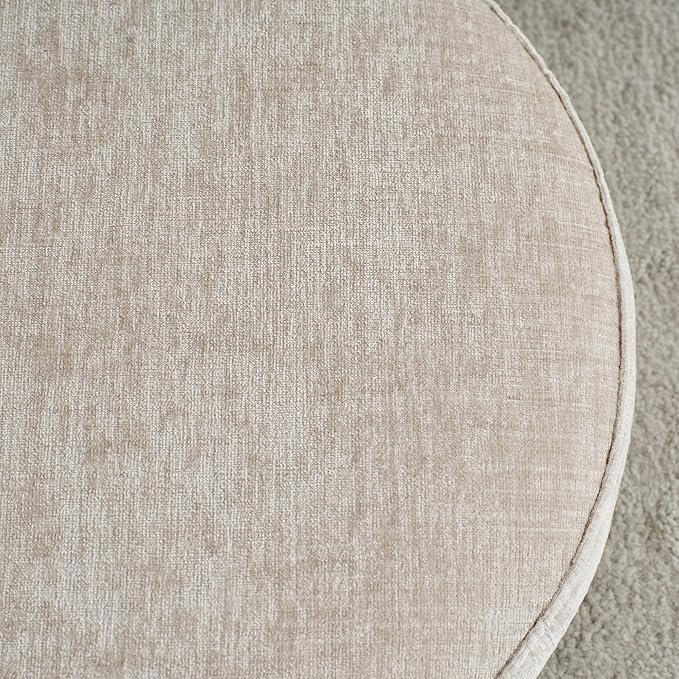 16.5 inch Tufted Small Round Storage Ottoman, Modern Upholstered Ottoman with Soft Padded Seat, Chic Round Vanity Foot Stool with Removable Lid,Light Brown