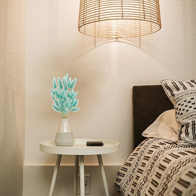 120 Pcs Bunny Tails Dried Flowers, 17’’ Dried Lagurus Ovatus, Dried Foxtail Grass for Flower Arrangements Wedding Centerpieces Home Boho Baby Shower Party Decorations (Teal Blue)