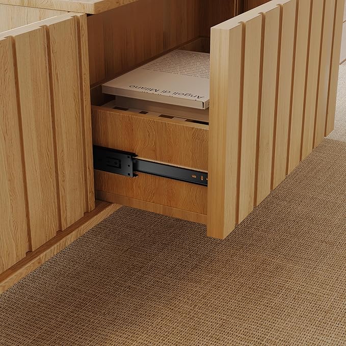 Extendable Coffee Table with Storage, Wood Coffee Table with Hidden Compartment, Expandable Coffee Tables with Side Table for Living Home(Natural)