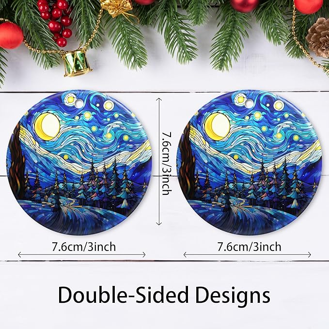Van Gogh Style Starry Night Christmas Ornament 2025 Christmas Ornament Holidays Ornaments Christmas Tree Ornaments Hanging Accessories Navidad decoracion Xmas Gifts for Indoor Outdoor Decor