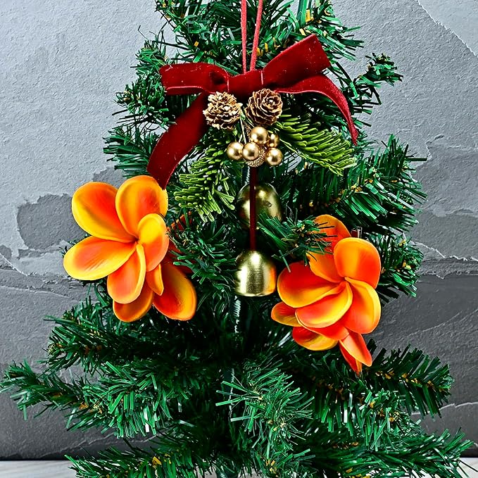 Birthday Gifts for Women 10pcs Gradient Bright Orange Flowers PU Real Touch Flowers Hawaiian Plumeria Frangipani Artificial Flowers for DIY Birthday Gifts Wedding Gifts Home Decor Table Centerpiece