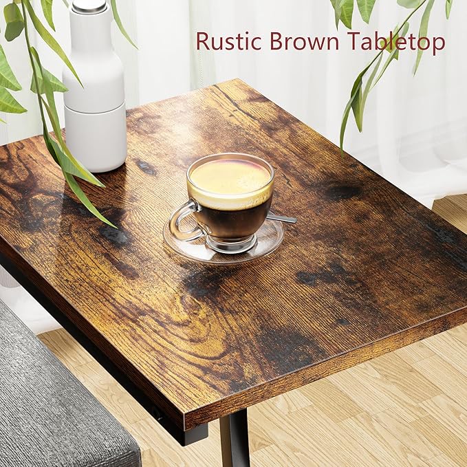 C-Shaped Side Table, C-Table for Sofa, Couch Table with Metal Frame, Large Surface Sofa Table for Living Room（Brown）