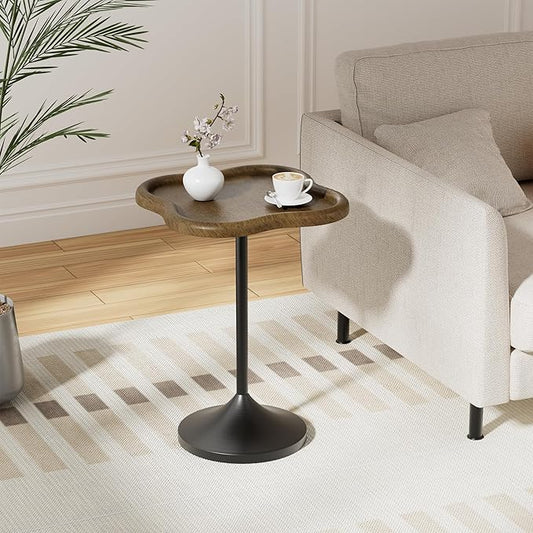 Solid Wood End Table, Sofa Side Table for Small Spaces, Modern Coffee Tables for Living Room, Bedroom, Farmhouse, Office, Walnut