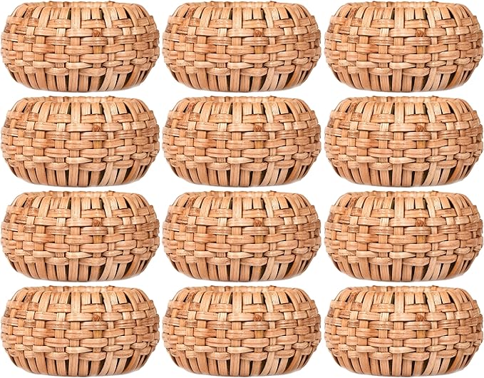 Napkin Rings Set of 12 - Handmade Decorative Serviette Rings for Dining Table, Weddings, Parties, Events, Holiday Gatherings, and Everyday Use Boho Rustic Farmhouse Décor (Brown) - ALPHA Living HOME