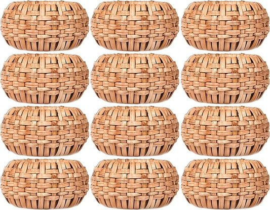 Napkin Rings Set of 12 - Handmade Decorative Serviette Rings for Dining Table, Weddings, Parties, Events, Holiday Gatherings, and Everyday Use Boho Rustic Farmhouse Décor (Brown) - ALPHA Living HOME