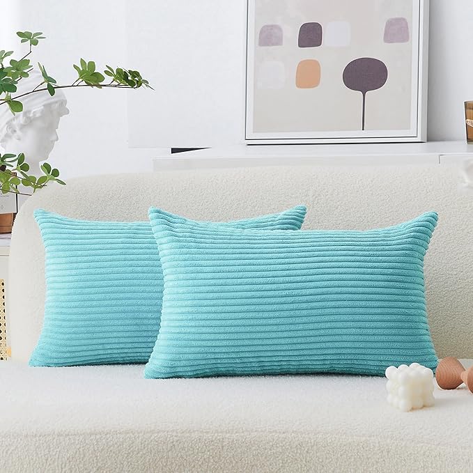 Home Brilliant Rectangle Pillow Covers 12x20 Teal, Decorative Lumbar Pillow Cover for Couch Bench Outdoor Furniture, 12 x 20 inch, Teal