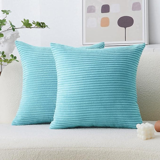 Home Brilliant Euro Pillows 26x26 Set of 2 Super Soft Teal Decorative Pillows Large Euro Sham Velvet Pillow Cover for Bench, 26x26 inch, Teal