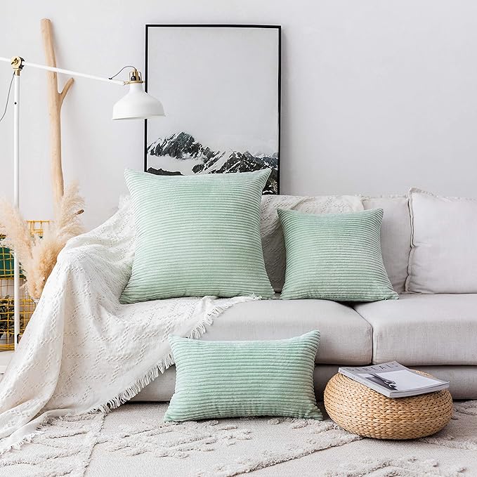 Home Brilliant Decorative Spring Pillow Covers for Couch Set of 2 16x16 Throw Pillow Covers Sofa Bench Sage Green, 40cm, 16 x 16 Inch, Mint