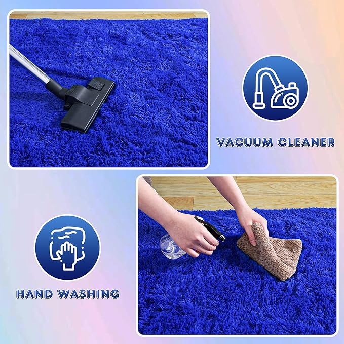 8x10 Large Area Rugs for Living Room, Ultra Fluffy Shag Rug for Bedroom, Modern Plush Soft Carpet for Girls Boys Kids Room Dorm Fuzzy Non Slip Rug for Home Decor Aesthetic, Royal Blue