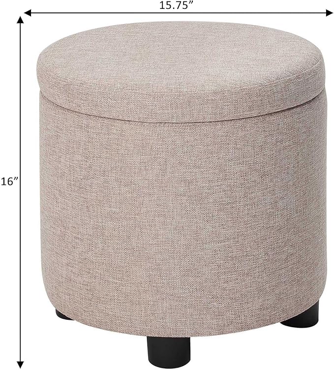 Designs4Comfort Round Accent Storage Ottoman with Reversible Tray Lid