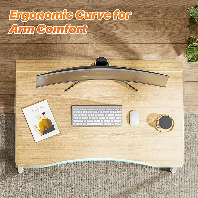 Huuger Folding Desk for Small Spaces, 31.5 Inch Foldable Computer Table, for Home Office, Study, Bedroom, Dorm, Space Saving, Small Writing Work Office Computer Desk, Easy to Fold, Oak