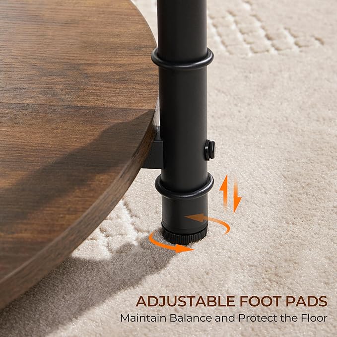 Yaheetech Round Coffee Table with Storage Shelf, 2 Tier Wood Coffee Table for Living Room Modern Accent Center Tables with Easy Assembly 31.5 x 18 Inches