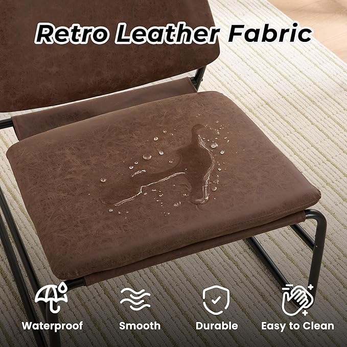 DAICO Modern Accent Chair Comfy Living Room Chair Armless Sling Accent Chairs Upholstered Side Sitting Chairs with Metal Frame for Office Reception Reading Bedroom Waiting Room, Brown