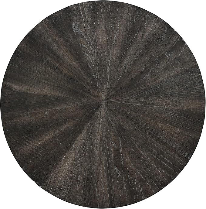 LEEMTORIG Round Side Table, Large 2-Tier End Table Nightstand with Metal Legs, Modern Bedside Couch Table for Living Room, Bedroom, Office, Rustic Black/Black, 25.2 x 25.2 x 24 inches CJZ-1338-BK