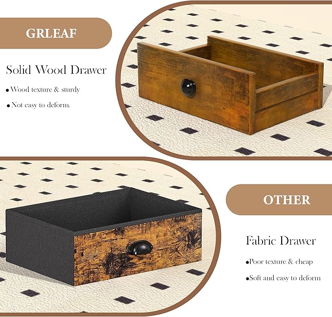 GRLEAF 32" Console Table with Outlets & USB Ports – Narrow Entryway Table with 2 Drawers and Storage Shelves, Power Strip Sofa Table for Living Room, Hallway, Kitchen, Foyer – Rustic Brown Wood Finish